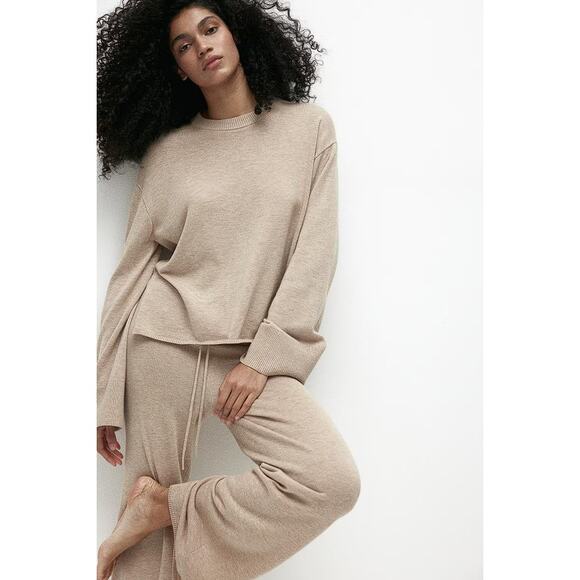 H&M Women's Cashmere-Blend Sweater Size M In Light Beige Melange - Picture 3 of 12